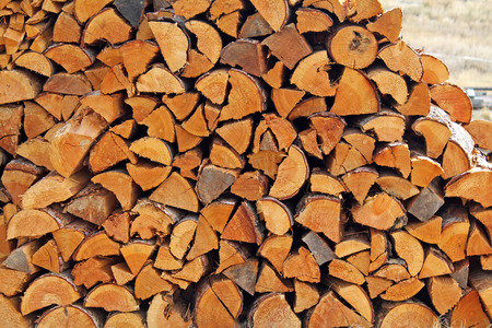Stacked Pile of Split Firewood