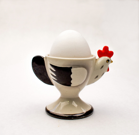 Closeup of a Chicken Egg Cup with a White Egg