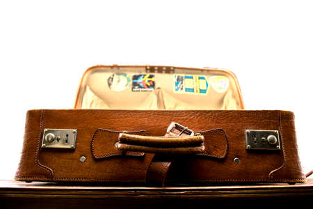 vintage suitcase openの写真素材