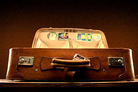 vintage suitcase openの写真素材
