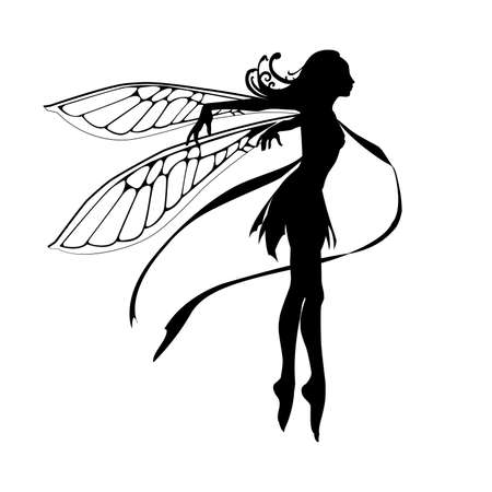 Silhouette of the graceful fairy.  illustration.のイラスト素材