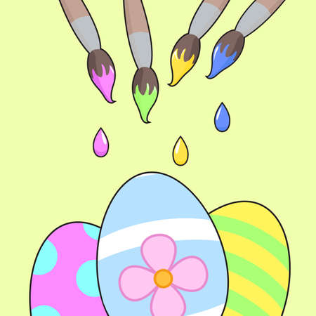 Happy Easter Card with Eggs. Banner design. Vector illustrationのイラスト素材