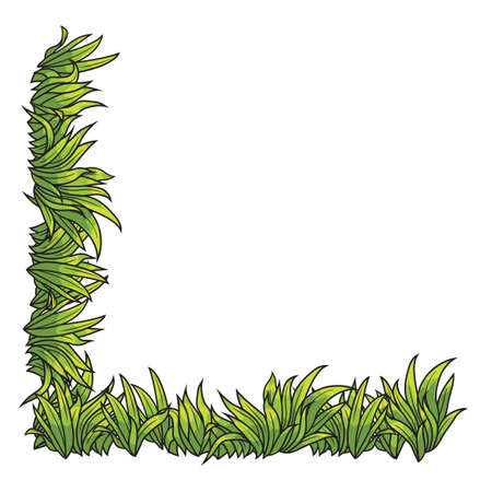 Vector frame of green grass. Vector illustrationのイラスト素材
