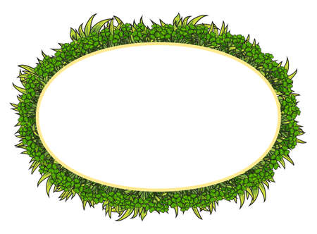 Oval frame of clover for your text. Vector illustration.のイラスト素材