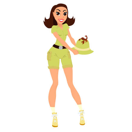 Girl with a scorpion. Character representing Scorpio for a modern horoscope. vector illustration.のイラスト素材