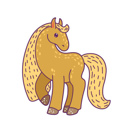 Vector illustration of cute horse on a white background.のイラスト素材