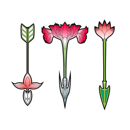 Arrows in art nouveaus style. Arrow Clip art Set in Vector on White Backgroundのイラスト素材
