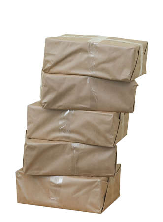 Cardboard boxes againt white background