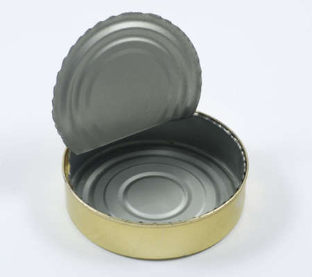 Empty can on white background