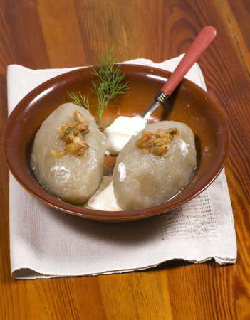 Potato dumplings with meat stuffedの写真素材
