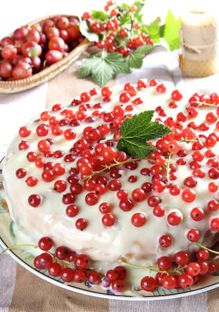 fresh red currant cakeの写真素材