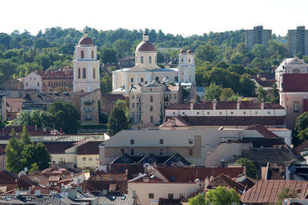 View of Vilnius old town, Lithuaniaの写真素材