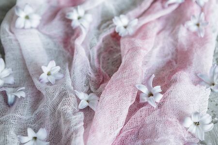 Colorful decorated easter eggs on gray plaster background. Happy Easterの写真素材