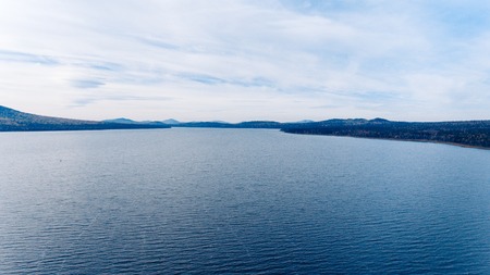 Landscape with a large lake in the Ural Mountainsの写真素材