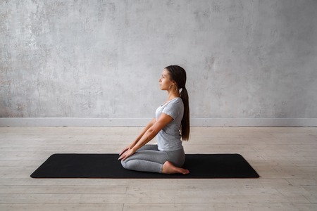 Woman practicing advanced yoga. A series of yoga poses