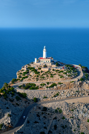 Lighthouse at Cap de Formentor on Majorca while sunset.の写真素材