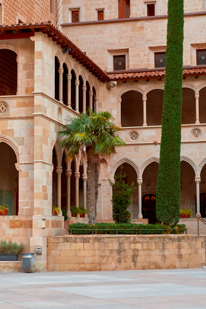 Montserrat Monastery located on the mountain Montserrat near Barcelona, Catalonia, Spainの写真素材