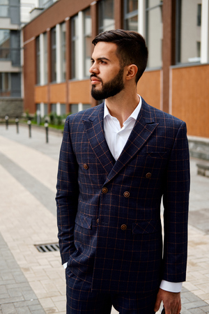 Confidence and charisma. Stylish young man in full suitの写真素材