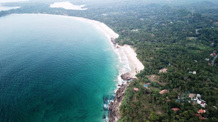 Aerial view of the south coast of the island of Sri Lanka.