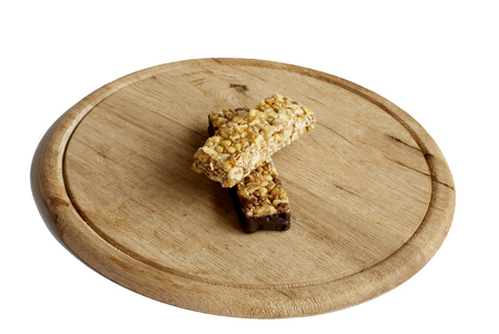 Muesli snack in the white bakgroundの写真素材