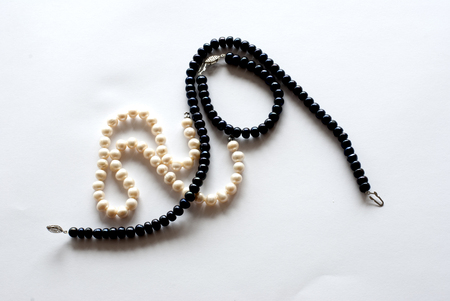 Black and white pearlsの写真素材