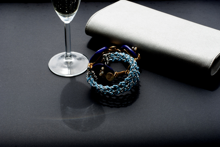 Champagne and women accessoriesの写真素材