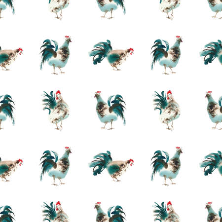 Silhouette of the cock. Sketch style. Watercolor illustration. Brush drawings. Chinese New Year 2017.の写真素材