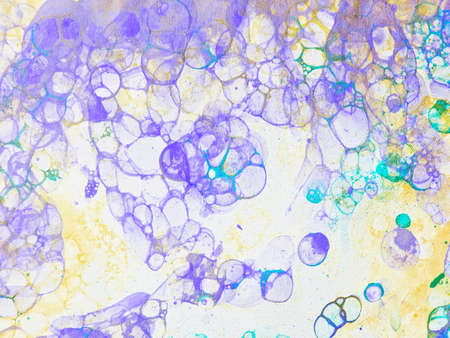 Watercolor hand drawn bubbles colorful soap froth