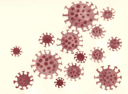 Background from a watercolor drawing of a coronavirusの写真素材