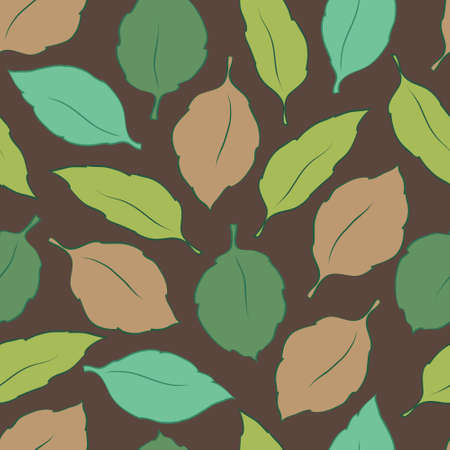Seamless pattern with colored leaves of different shapesの写真素材
