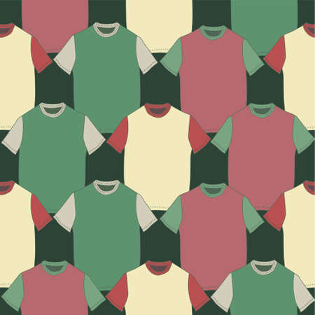 Stylish seamless background with difrent colored T-shirtsのイラスト素材
