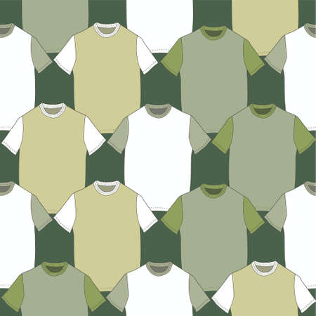 Stylish seamless background with difrent colored T-shirtsのイラスト素材