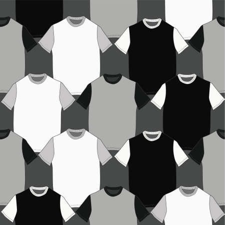 Stylish seamless background with difrent colored T-shirtsのイラスト素材