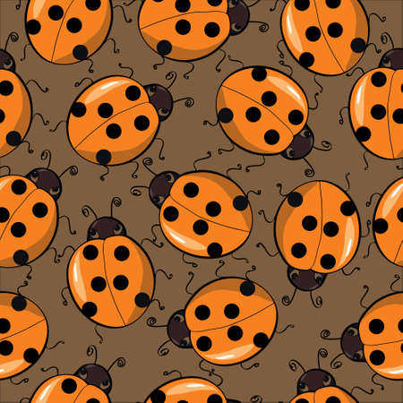 seamless colorful background with funny running ladybirdsのイラスト素材