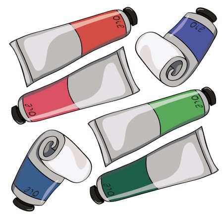 seamless background with different tubes of oil paintのイラスト素材