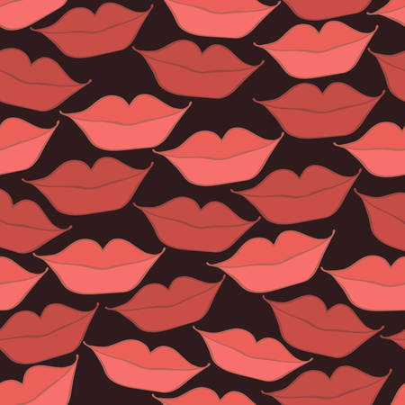 Cute fun pink lips kiss seamless patternのイラスト素材