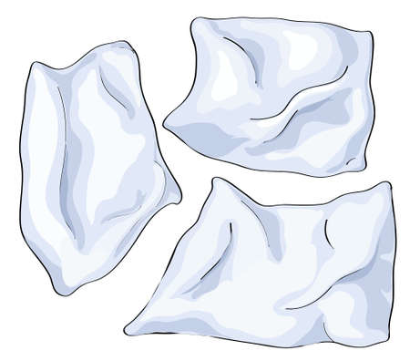 three soft crumpled white pillows vector illustrationのイラスト素材