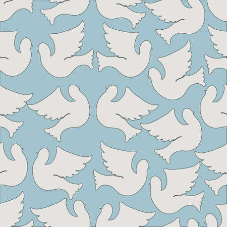 Doves and pigeons seamless pattern for peace concept and wedding design. Vectorのイラスト素材