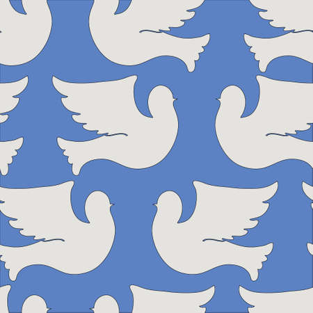 Doves and pigeons seamless pattern for peace concept and wedding design. Vectorのイラスト素材