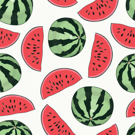 Seamless background with watermelon slices. Vector illustration.のイラスト素材
