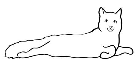contour of a lying cat. vector illustrationのイラスト素材