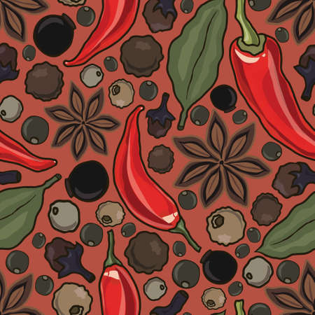 vector seamless pattern with spice, vector illustrationのイラスト素材