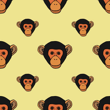 Seamless pattern with cute faces of monkeys.のイラスト素材
