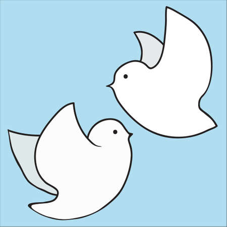 Two funny flying birds, silhouettes.のイラスト素材