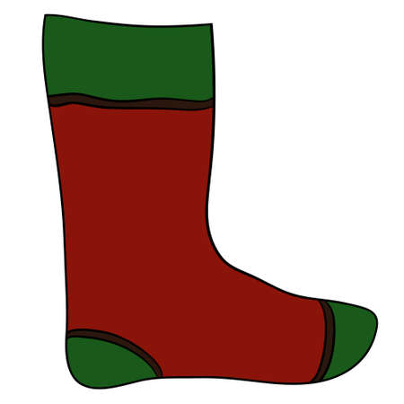 Christmas colorful sock, vector illustration on white backgroundのイラスト素材