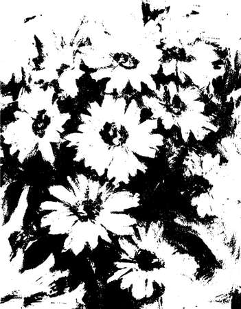 Sunny bouquet of white daisies oil paintingのイラスト素材