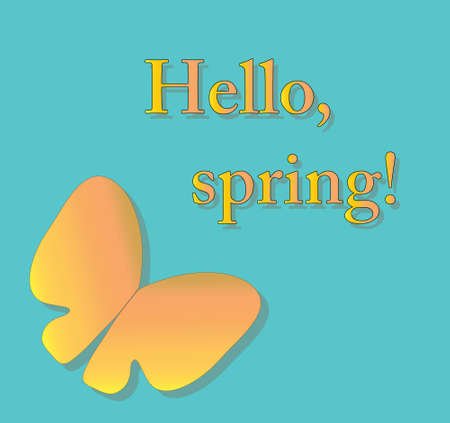 Simple Text for Hello Spring Concept Graphic Design on Dotted Off Blue Background.のイラスト素材