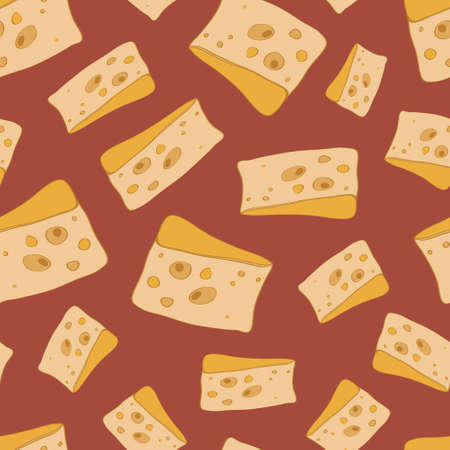 seamless background with yellow cheese, vector illustrationのイラスト素材