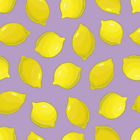 Seamless pattern of whole yellow lemons, vector