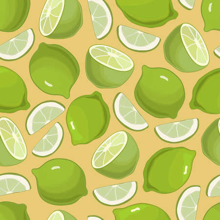 Citrus Background Green Limes Seamless Pattern, vectorのイラスト素材